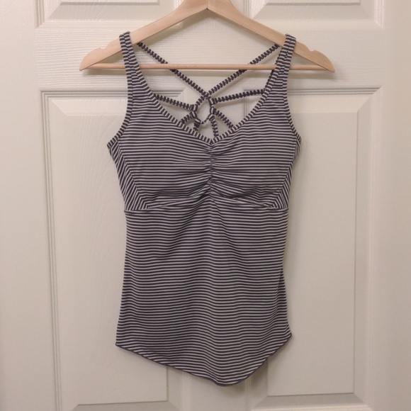 Prana Tops - Prana Rebecca Top - Gray Stripe